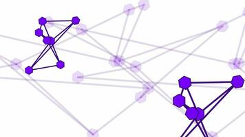 púrpura color hexagonal formas conectado con líneas antecedentes video