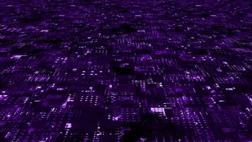 Motion graphic 3D digital technology futuristic Purple particles background. Technological and motion particles background video