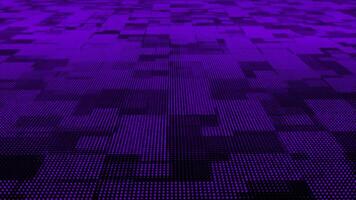 Purple particles square box pattern moving 3d technology cyberspace background. Digital matrix futuristic background video