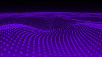 púrpura partícula malla ola ciber tecnología antecedentes , sin costura animación de malla ola partículas antecedentes video