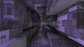 foncé science fiction carré tunnel avec électronique puce texture Contexte video