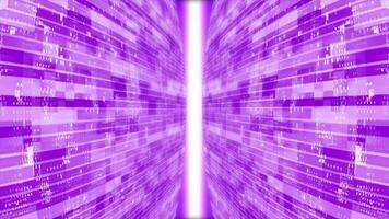 3D Purple striped box pattern moving technology 3d cyberspace with light rays video