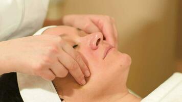 Seance of professional facial massage at beauty spa video