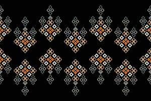 Ethnic geometric fabric pattern Cross Stitch.Ikat embroidery Ethnic oriental Pixel pattern black background. Abstract,vector,illustration. Texture,clothing,frame,decoration,motifs,silk wallpaper. vector