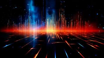 Abstract futuristic background with glowing lines and particles. 3d render. photo