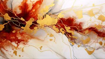 Beautiful abstraction of liquid paints in a mixing stream. Abstract background with color blots and ink in water. Close-up. photo