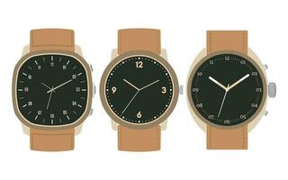 Set of three mechanical watches. Vector illustration