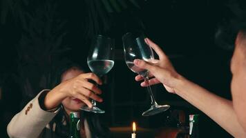 a couple of lovers are doing fine dining in a luxury hotel by drinking wine together video