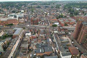 Aerial View of Illuminated Downtown Buildings, Roads and Central Luton City of England UK at Beginning of Clear Weather Night of September 5th, 2023 photo