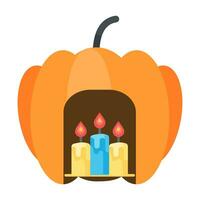 Candle pumpkin,halloween decoration on white background,Happy Halloween decoration element,vector illustration vector