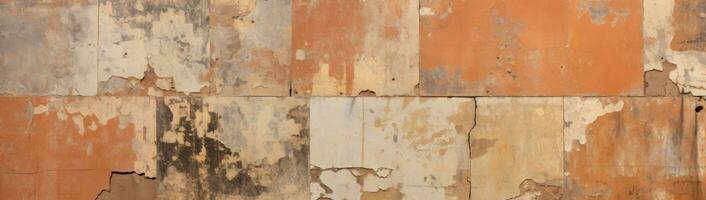 Colorful Patchwork on Grungy Wall AI Generated photo