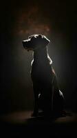 silueta de un perro en oscuro antecedentes generativo ai foto