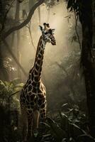 Majestic Giraffe in the Lush Jungle photo