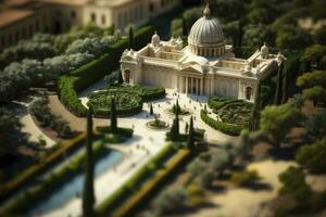 Aerial View of Vatican City Gardens in TiltShift Perspective photo