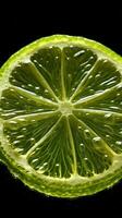 Extreme Macro CloseUp of a Juicy Translucent Lime Slice AI Generated photo