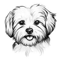 Handdrawn Maltese Face Clipart Image for Coloring Book on White Background AI Generated photo