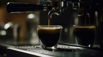 Pouring Espresso from Coffee Machine Perfect for Coffee Shop Menus Generative AI photo