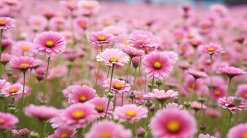 Autumn Pink Cosmos Frame Background AI Generated photo