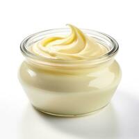 Creamy Mayonnaise Isolated on White Background AI Generated photo