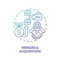 2D gradient merger and acquisitions icon, isolated vector, foreign direct investment thin line illustration. vector