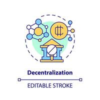 2D editable decentralization thin line icon concept, isolated vector, multicolor illustration representing digital currency. vector