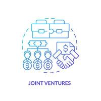 2D gradient joint ventures icon, isolated vector, foreign direct investment thin line illustration. vector