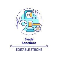 2D editable evade sanctions thin line icon concept, isolated vector, multicolor illustration representing digital currency. vector