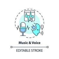 Editable music and voice icon concept, isolated vector, AI for SEO thin line illustration. vector