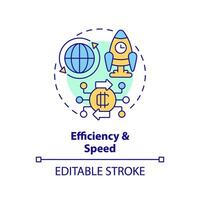 2D editable efficiency and speed thin line icon concept, isolated vector, multicolor illustration representing digital currency. vector