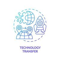 2D gradient technology transfer icon, isolated vector, foreign direct investment thin line illustration. vector