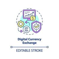2D editable digital currency exchange thin line icon concept, isolated vector, multicolor illustration representing digital currency. vector