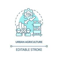 2D editable urban agriculture icon representing vertical farming and hydroponics concept, isolated vector, thin line illustration. vector