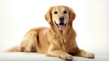 Adorable Golden Retriever Dog on White Background AI Generated photo