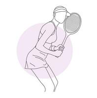 Line art of tennis player vector illustration sketch hand drawn isolated on white background