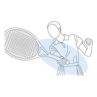 línea Arte de tenis jugador vector ilustración bosquejo mano dibujado aislado en blanco antecedentes