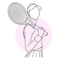Line art of tennis player vector illustration sketch hand drawn isolated on white background