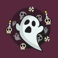 Spooky ghosts doodle style vector