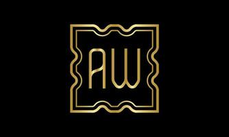 letter AW logo design. AW  logo design on inside the square. vector