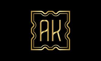 letter AK logo design. AK logo design on inside the square. vector