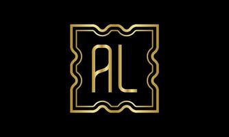 letter AL logo design. AL  logo design on inside the square. vector