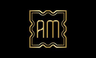 letter AM logo design. AM  logo design on inside the square. vector