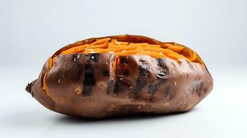 Baked sweet potato on white background, AI Generative photo