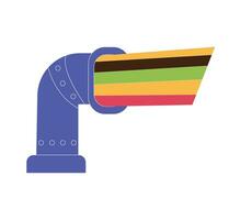 Periscope with rainbow waves groovy retro flat vector illustration in the 70s style.