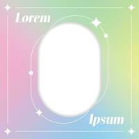 Cute Modern Trendy Aesthetic Minimalist Style with Rounded Rectangle Form Liner Sparkle. Holographic Gradient Fluid Rainbow Pastel. Social Media Square Post Banner Template Border Frame Background. vector