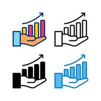 business growth icon in 4 style flat, line, glyph and duotone vector
