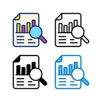 business research icon in 4 style flat, line, glyph and duotone vector