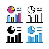 statistic icon in 4 style flat, line, glyph and duotone vector