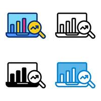 business seo icon in 4 style flat, line, glyph and duotone vector