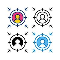 target audience icon in 4 style flat, line, glyph and duotone vector