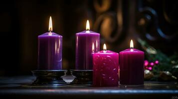 adviento velas en iglesia, generativo ai foto